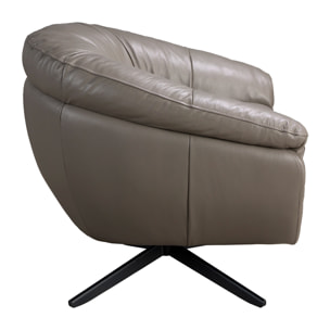 Sillón Angel Cerdá giratorio con reposabrazos con asiento y respaldo tapizados en piel de origen vacuno en gris patas de acero inoxidable en epoxi negro 87x85x74cm