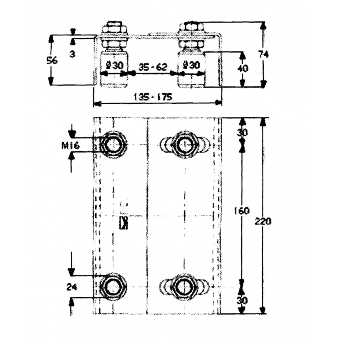 Plaque de guidage réglable pour portail AVL - lg 220 mm x hauteur 55 mm - 7087/30