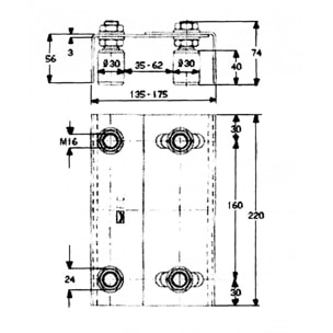 Plaque de guidage réglable pour portail AVL - lg 220 mm x hauteur 55 mm - 7087/30