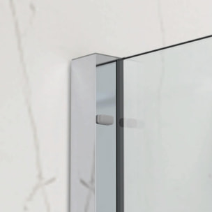 X-MOTION 110x200cm Paroi en verre coulissante Crystal Glass® 8 mm anticalcaire, avec bras et profilés chrome brillant (SATBWIXM1