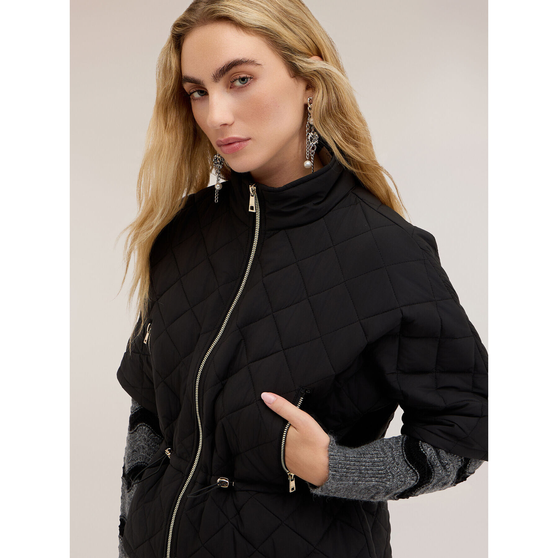 Motivi - Cappa trapuntata con coulisse - Nero
