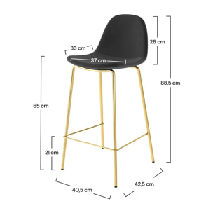 Lot de 2 chaises pour îlot central 65 cm en velours noir et doré - Henrik