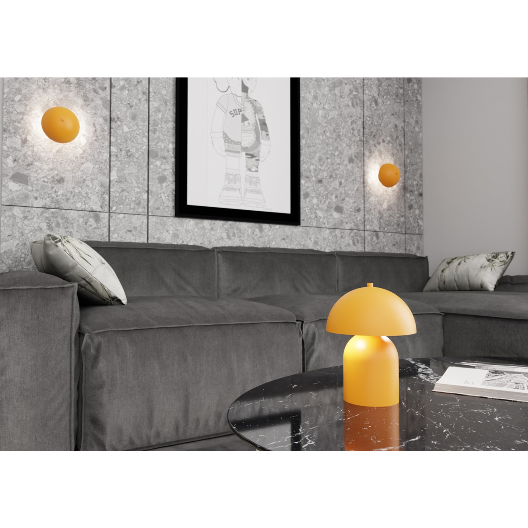 Lampada a parete Mush in acciaio arancione opaco