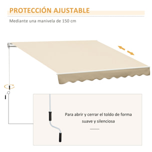 Toldo Manual Retráctil Plegable con Manivela 295x245cm para Balcón Terraza Beige