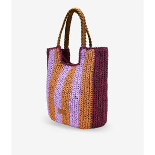 Bolso shopper lila de rafia trenzada