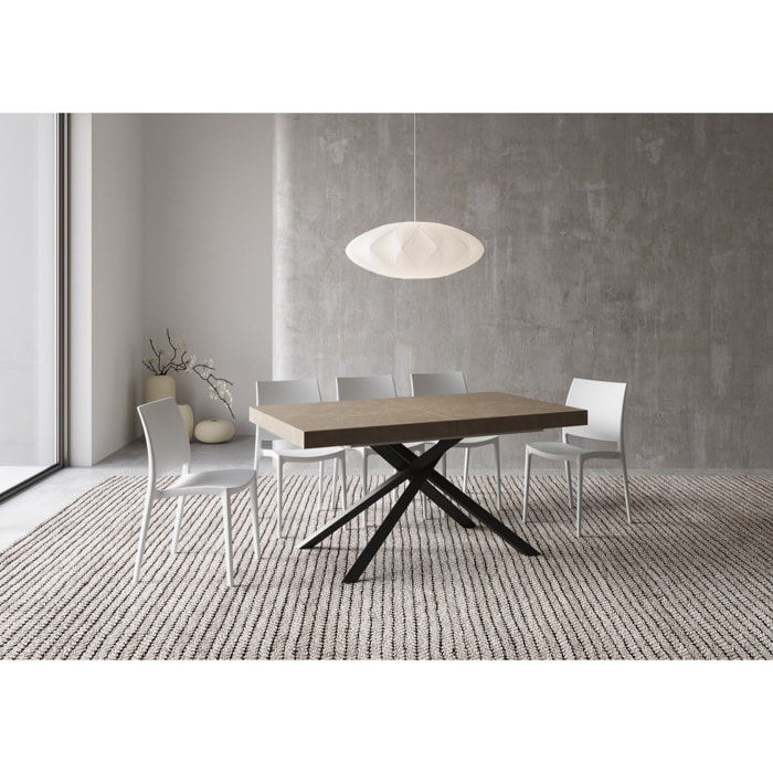 Table extensible 90x160/420 cm Karida taupe pieds anthracite