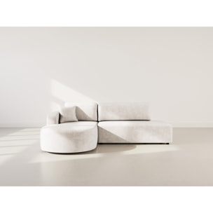 Miro - Canapé d'angle gauche 4 places convertible avec coffre en velours texturé - Beige