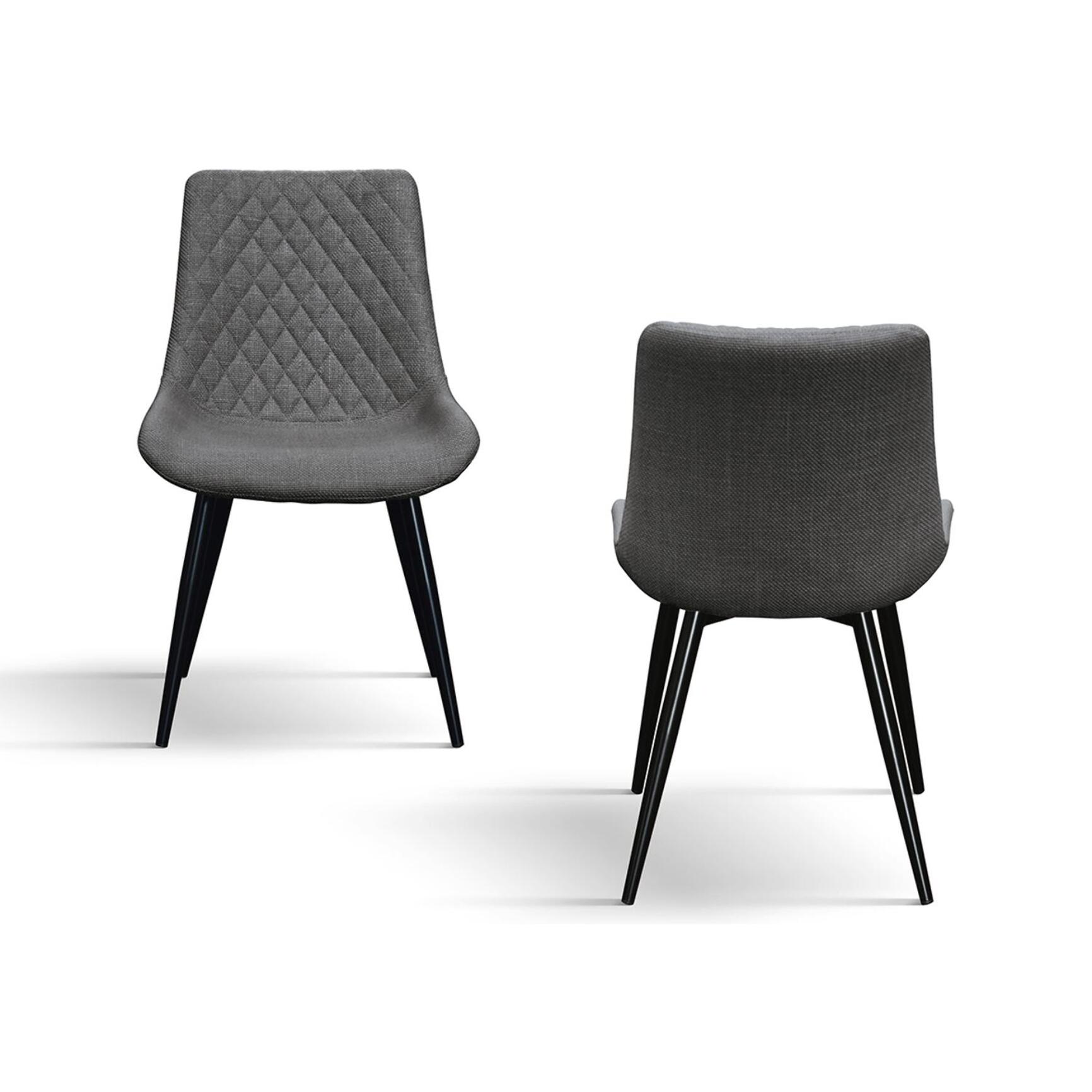 Set di 4 sedie VIENNA in tessuto grigio e gambe in metallo nero