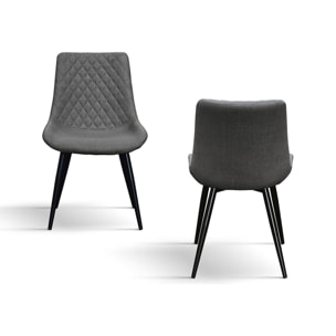 Set di 4 sedie VIENNA in tessuto grigio e gambe in metallo nero
