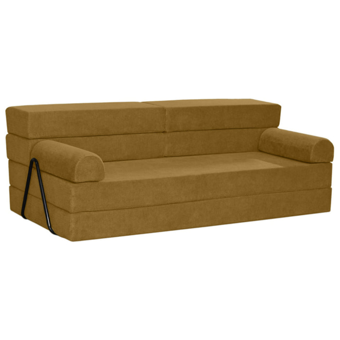 Astral - Canapé 3 places convertible en velours texturé - Marron