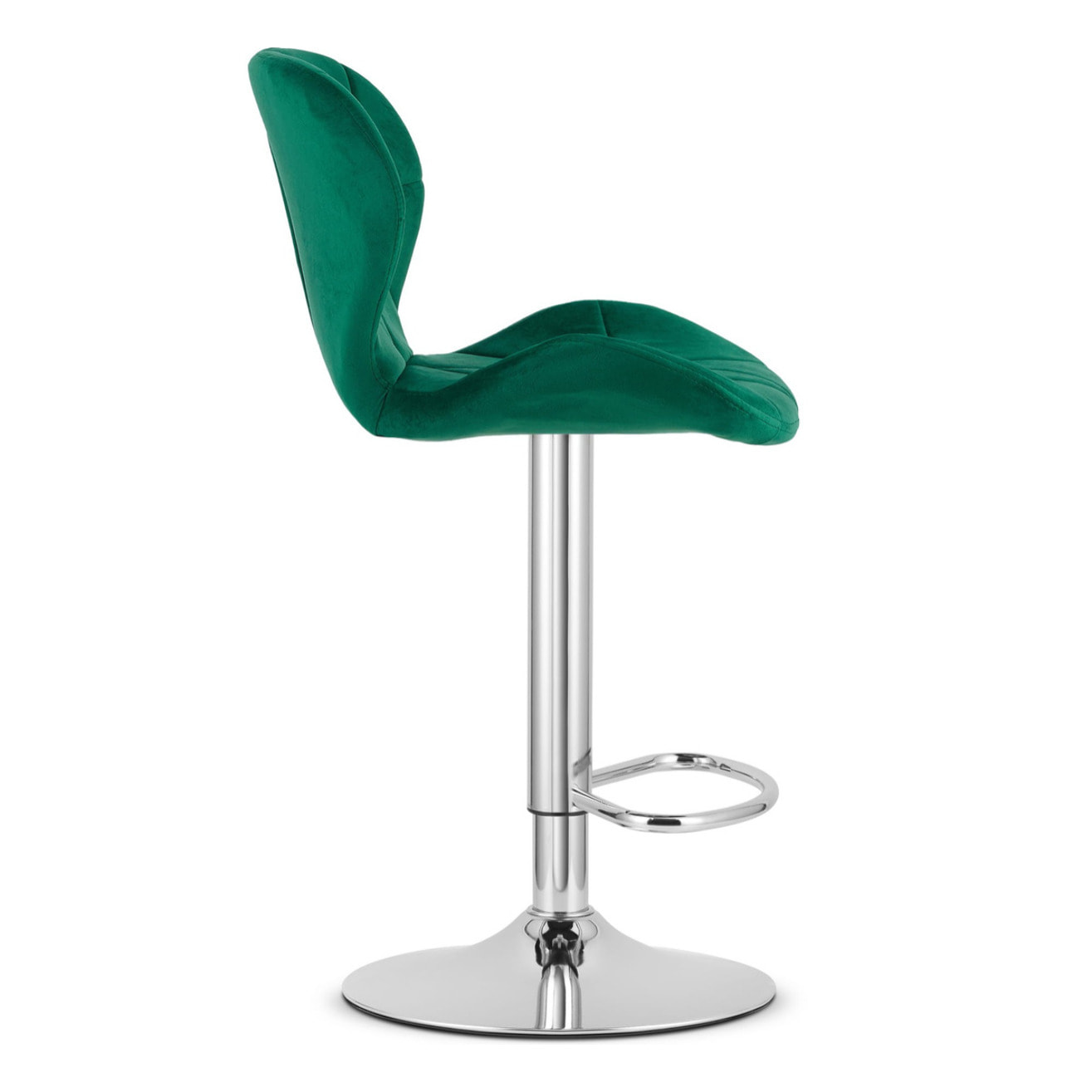 Sgabello da bar West in velluto verde e base cromata