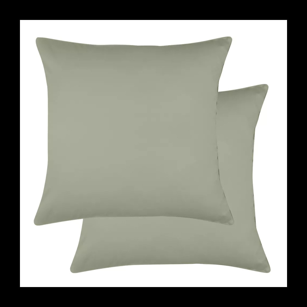 Lot de 2 taies satin de coton uni vert Ava uni lichen