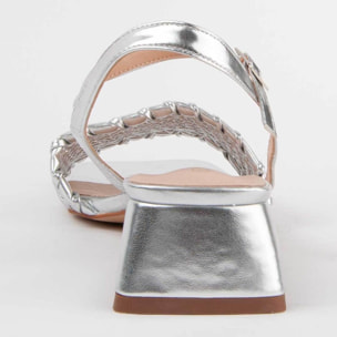 Sandalia De Tacón - Plateado - Altura: 4 Cm
