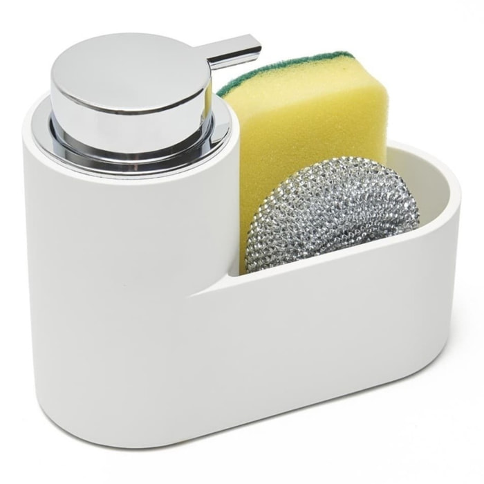 Distributeur de savon et rangement, blanc (SATDKUCHB)