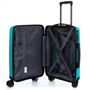 Set di 3 valigie Trolley, in materiale leggero PP resistente alla rottura. Chiusura TSA numerica, 4 ruote girevoli doppie a 360°.