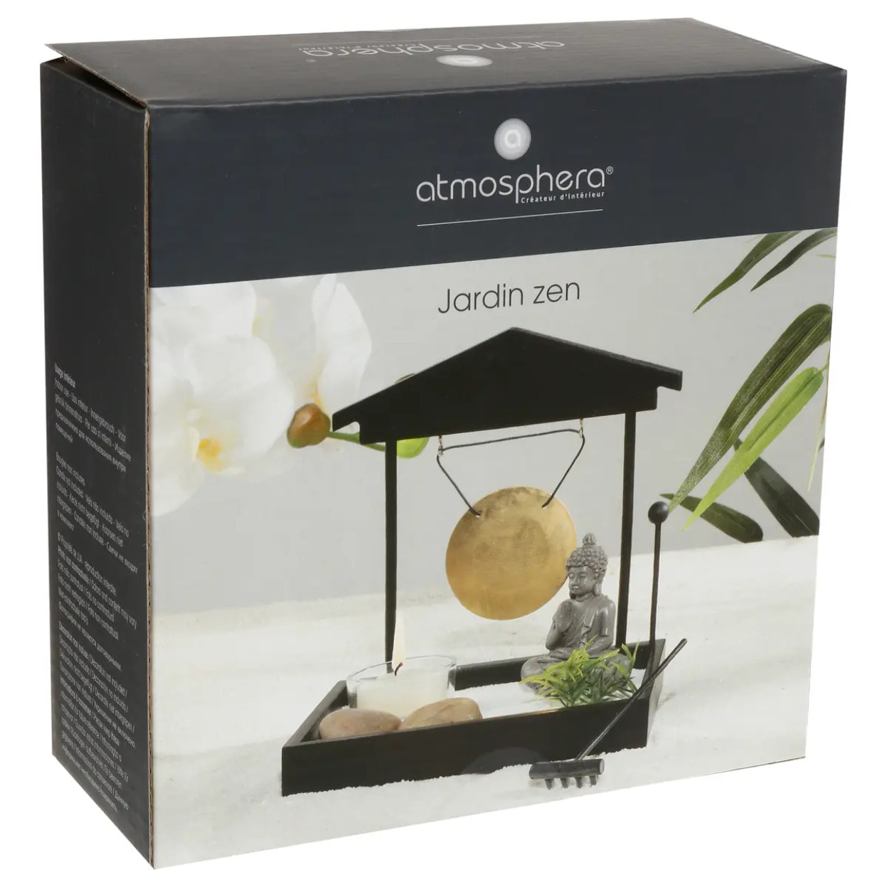 Jardin zen avec gong Devika 15x12cm bois