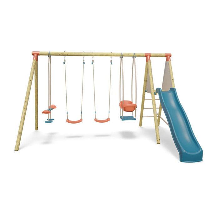 Balançoire en bois 2,30 m Topwood TALVI 2 - 8 enfants