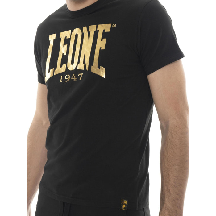Camiseta de algodón elástico de manga corta con el gran logo de Leone 1947