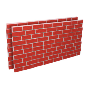 Bricklane - Set 2 pannelli decorativi 3D da parete 120x60x2 cm effetto mattoni in PU Rosso