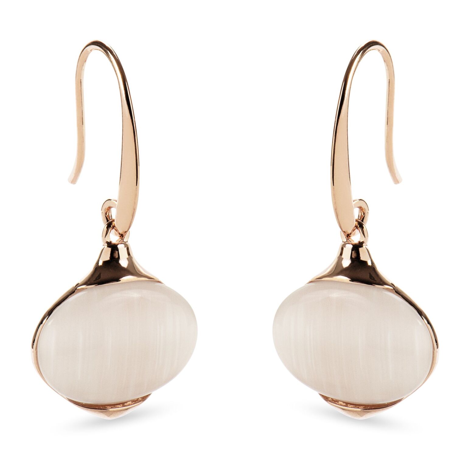 Pendientes de Ojo de Gato acabados en oro rosa de 18K