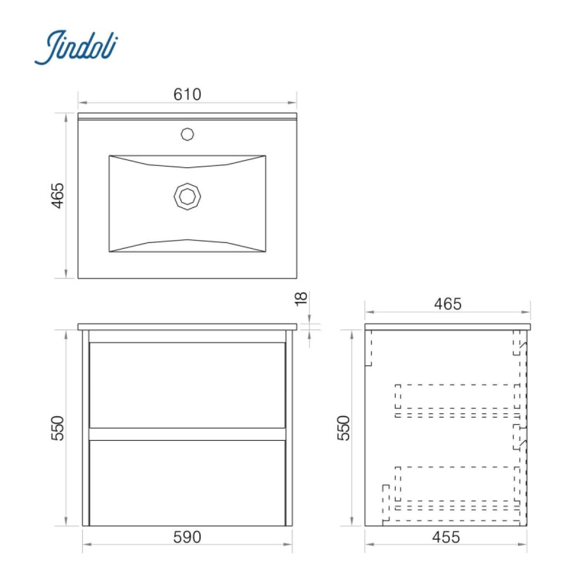 Ensemble de salle de bain 60 cm gris laqué Aquadoli