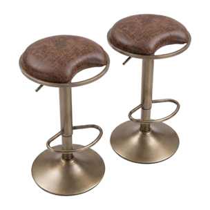 Kin - Sgabello Bar Industrial Chic 42x85x33,5 cm Seduta Girevole con Altezza Regolabile in Metallo Marrone