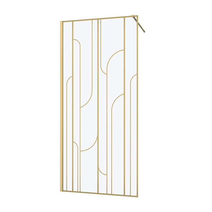 Paroi de douche à l'italienne 90x195cm Sérigraphie Art Déco Arrondie - Or Brossé - GATSBY