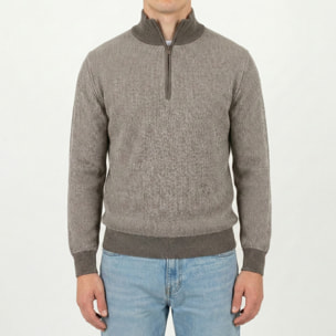 Maglia a costa con mezza zip