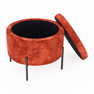 Angelo – Pouf coffre en velours ocre