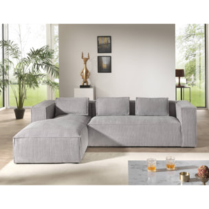Stella - canapé d'angle gauche en velours côtelé - 4 places - Gris clair