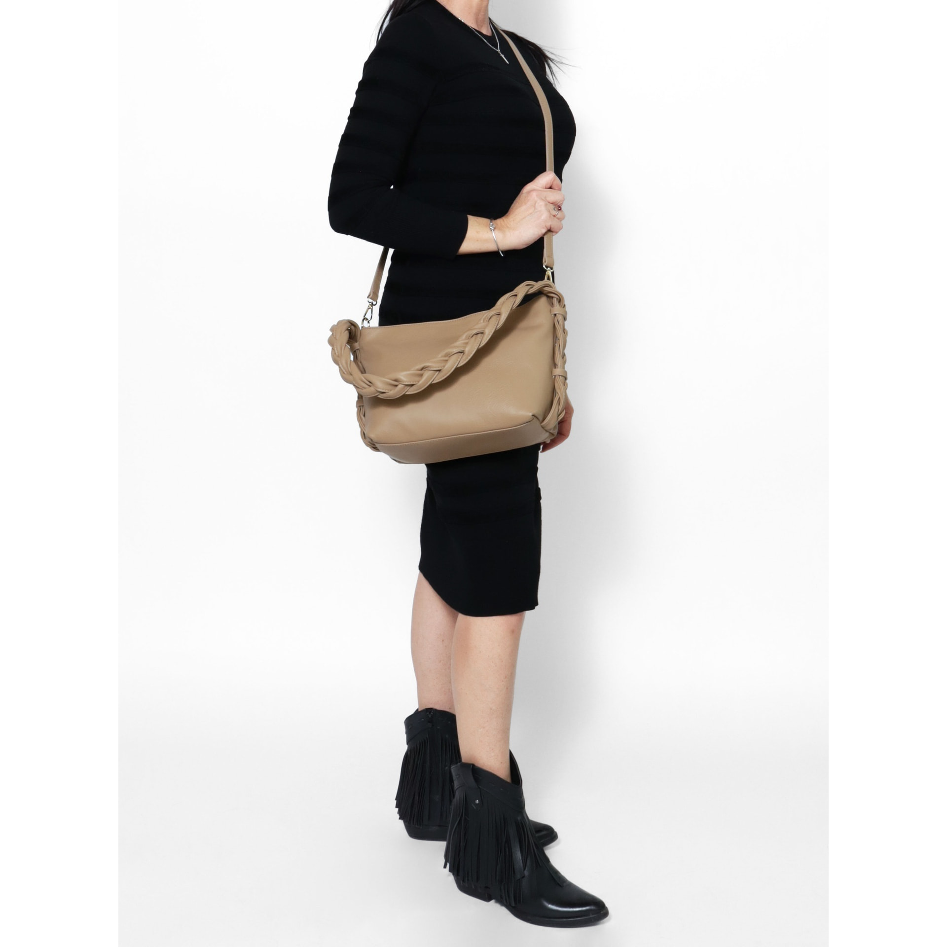 Borsa a spalla da donna - Modello Isara - Vera pelle - 26.0 x 22.0 x 9.0 cm