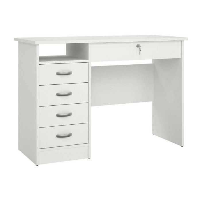 Scrivania Amor, Scrittoio multiuso, Tavolo per ufficio porta PC, Piano di lavoro, 109x48 h75 cm, Bianco