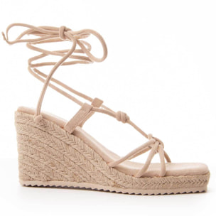 Sandalias de Cuña - Beige - Altura: 9 cm