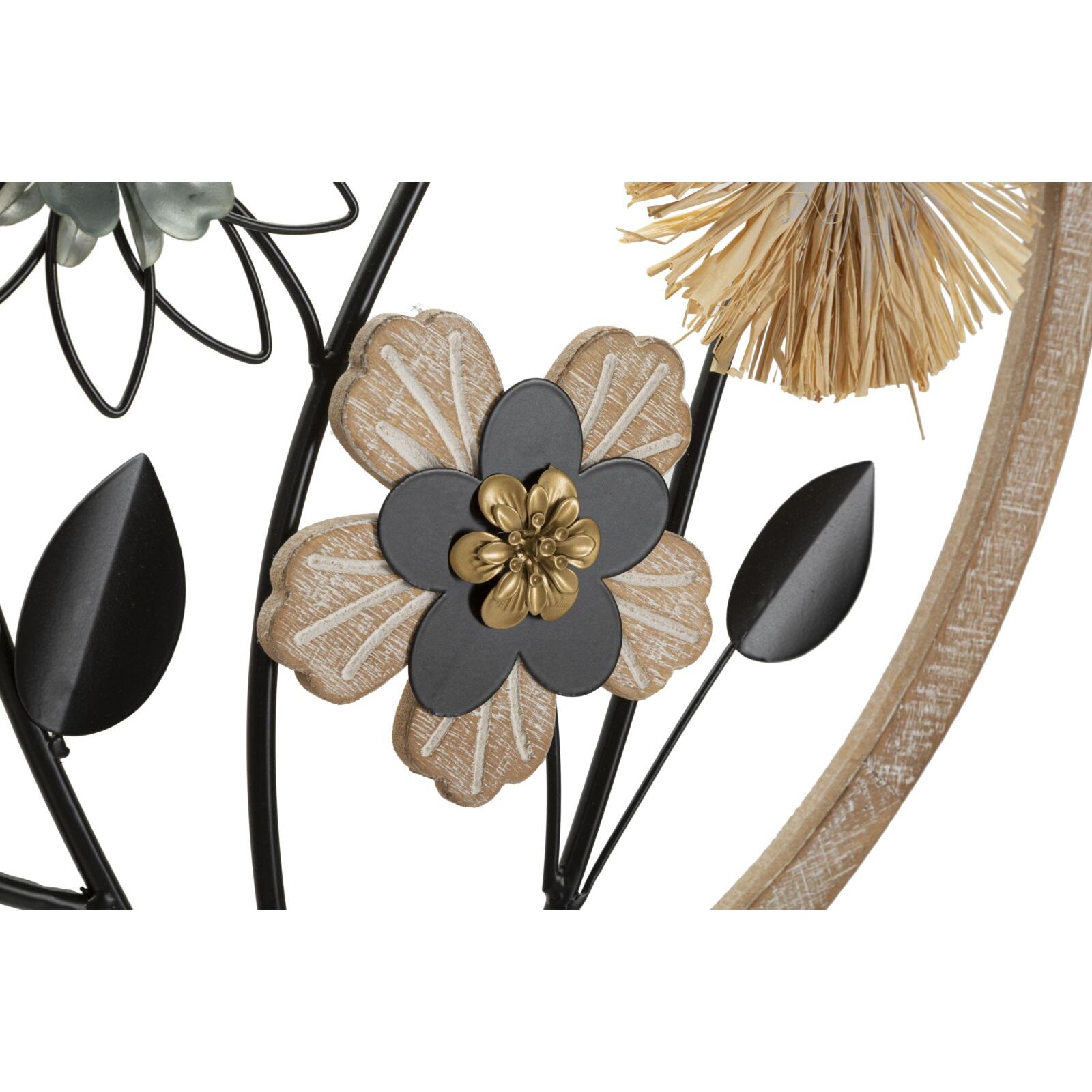 PANNELLO IN FERRO E LEGNO RAFFIA CM Ø 50X3