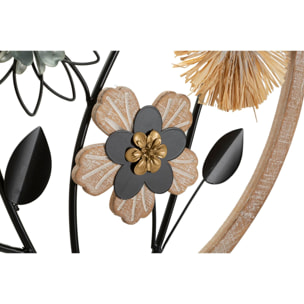 PANNELLO IN FERRO E LEGNO RAFFIA CM Ø 50X3