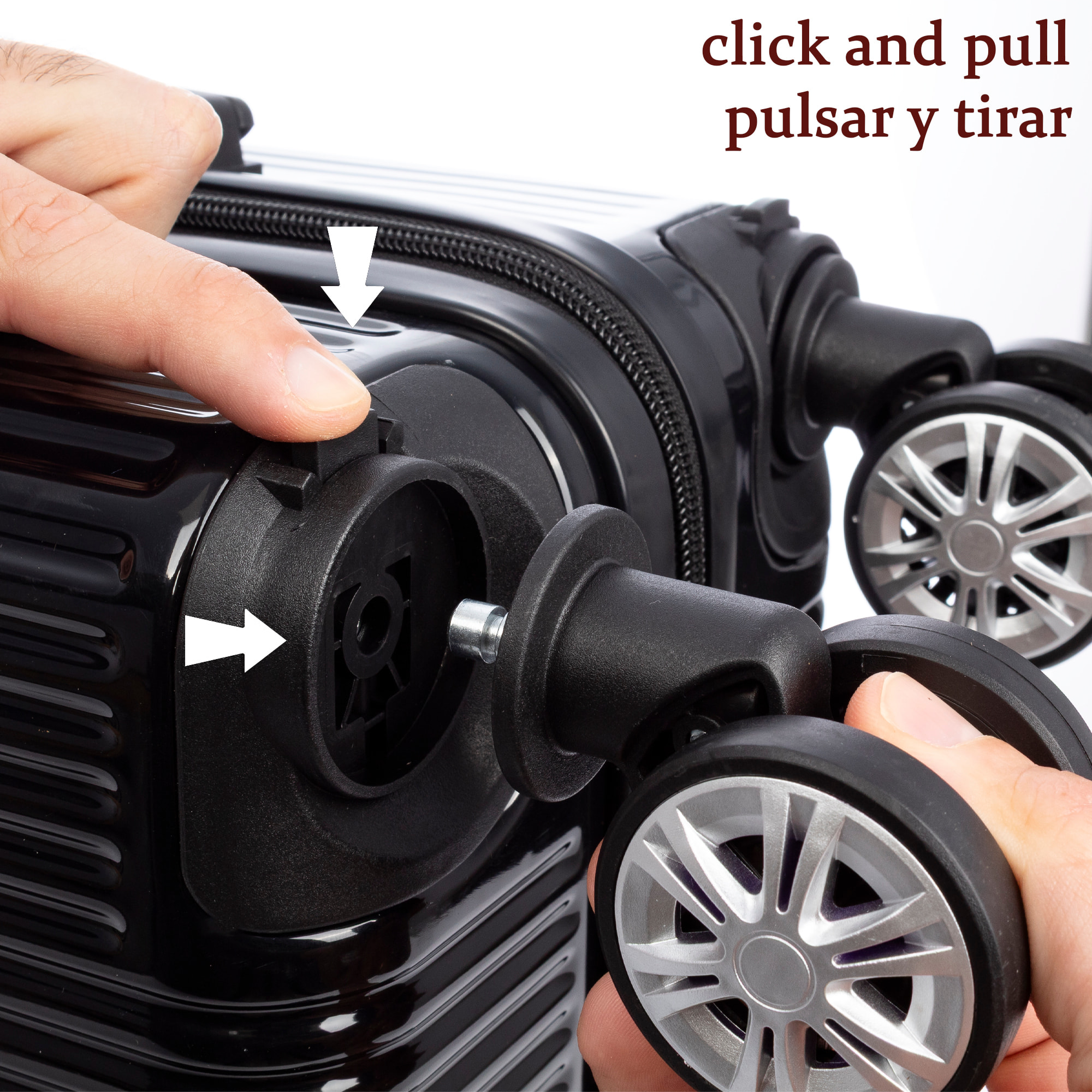 Valigia da cabina trolley in PP resistente alla rottura. Serratura a combinazione, 4 ruote doppie removibili e girevoli a 360°.