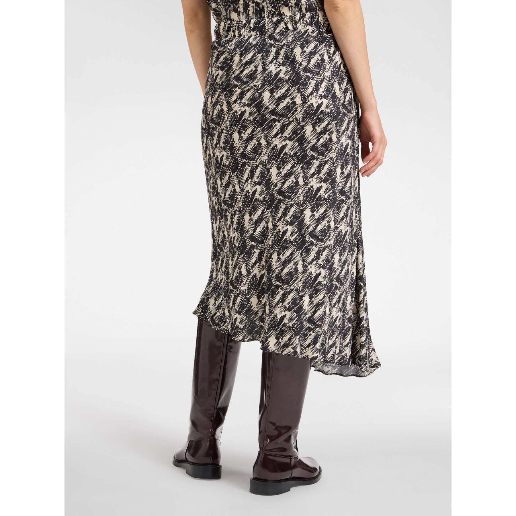 Elena Mirò - Gonna stampata con fondo asimmetrico - Nero
