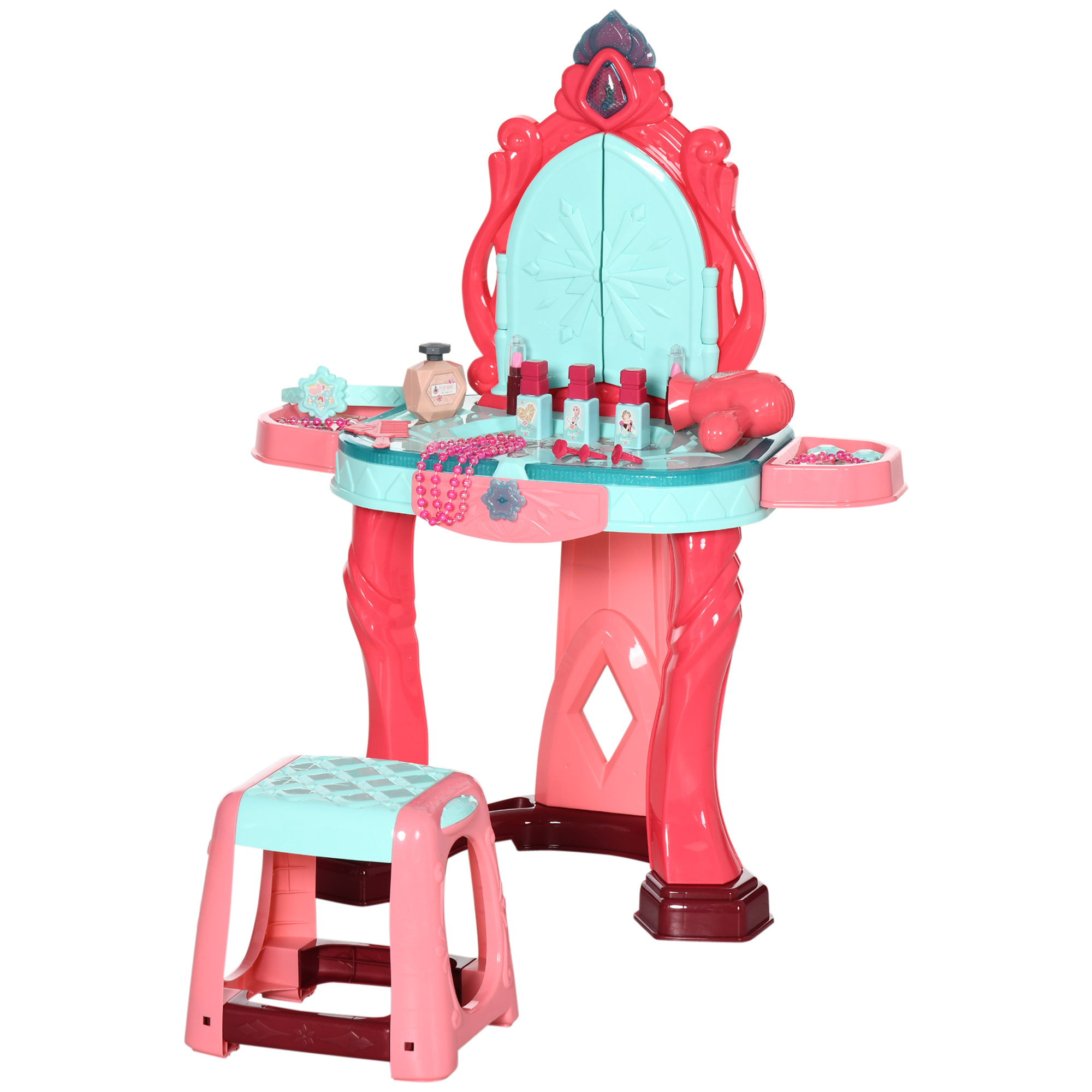 Coiffeuse enfant miroir triptyque avec tabouret effets sons lumières