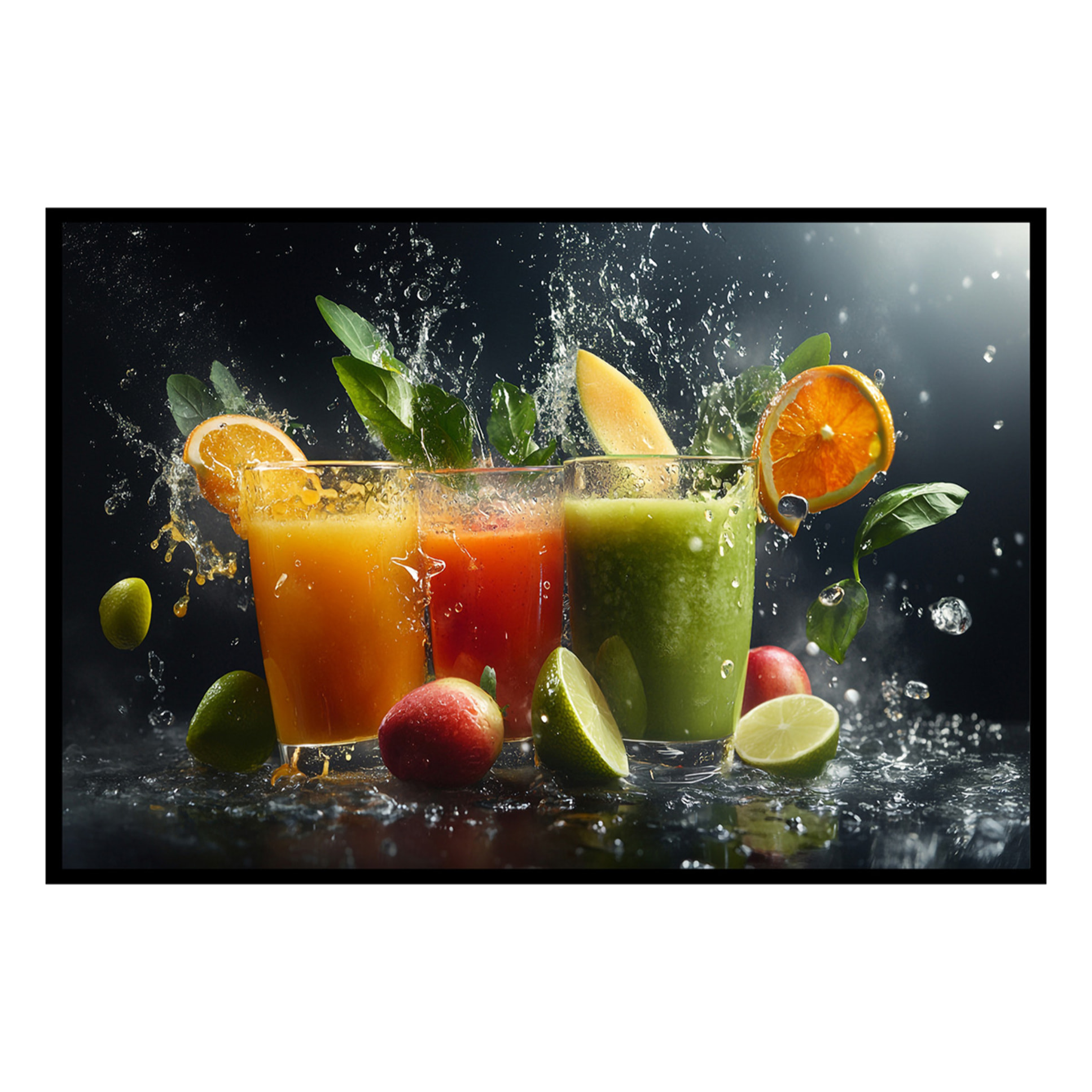 Affiche trio de jus Affiche + cadre en métal - Noir