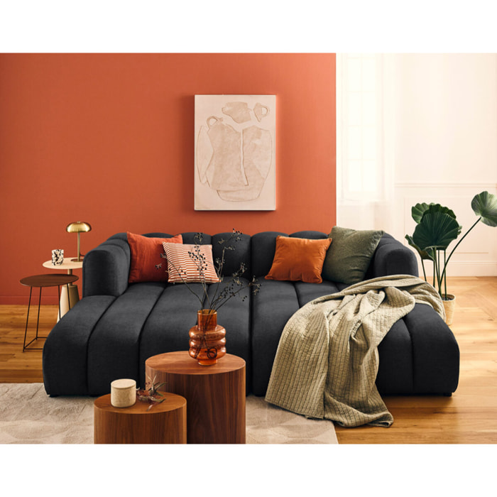 Debbie - module d'assise méridienne gauche en tissu texturé - Noir