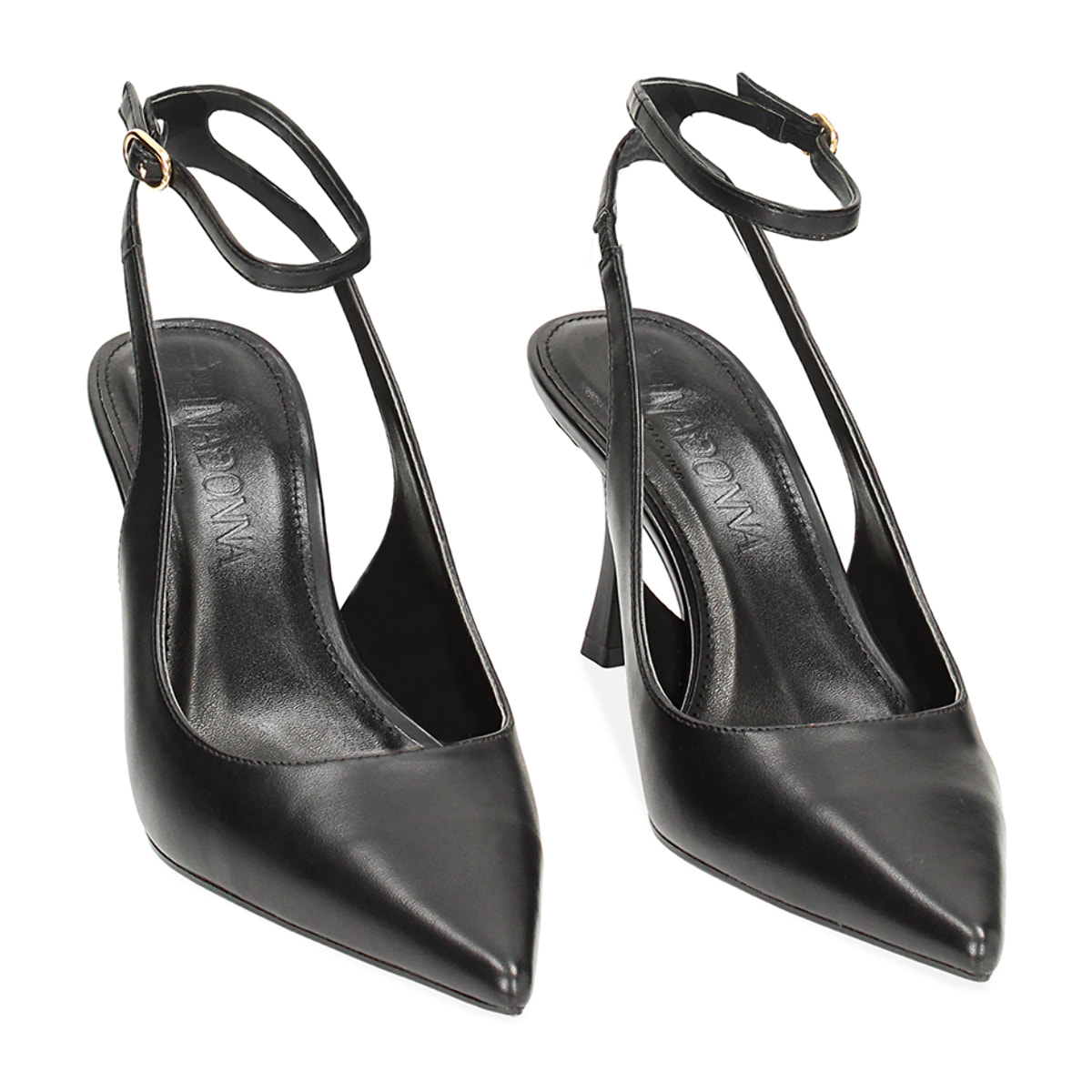 Décolleté slingback nere, tacco 8 cm