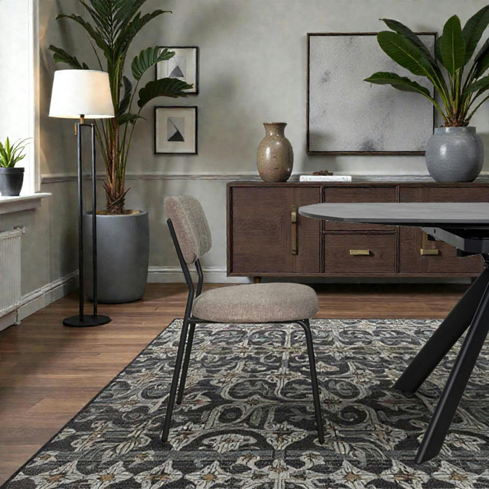 Chaise tissu brun taupe style écolier (lot de 2) MALANG