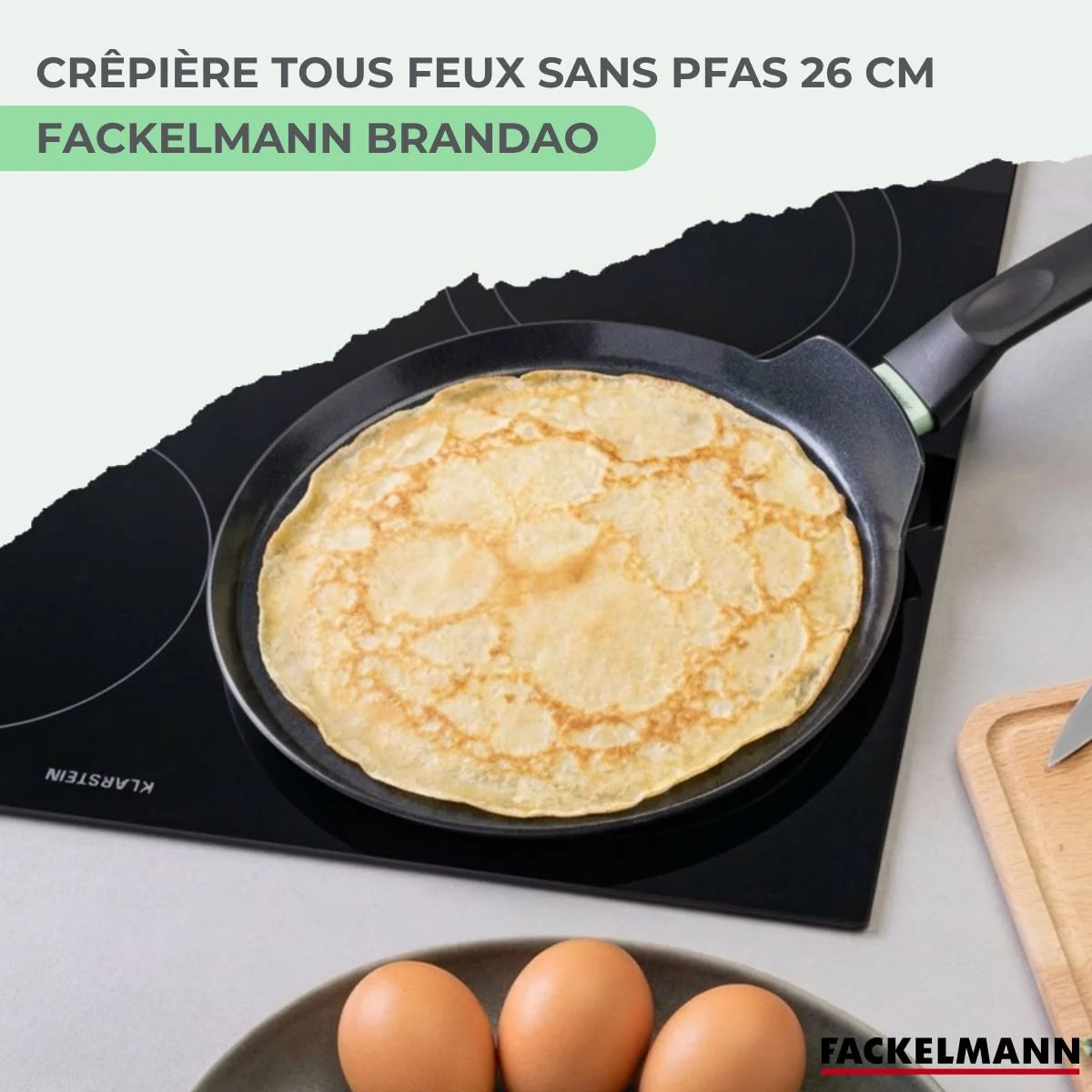 Set chandeleur crêpière 26 cm et 2 ustensiles Fackelmann Brandao