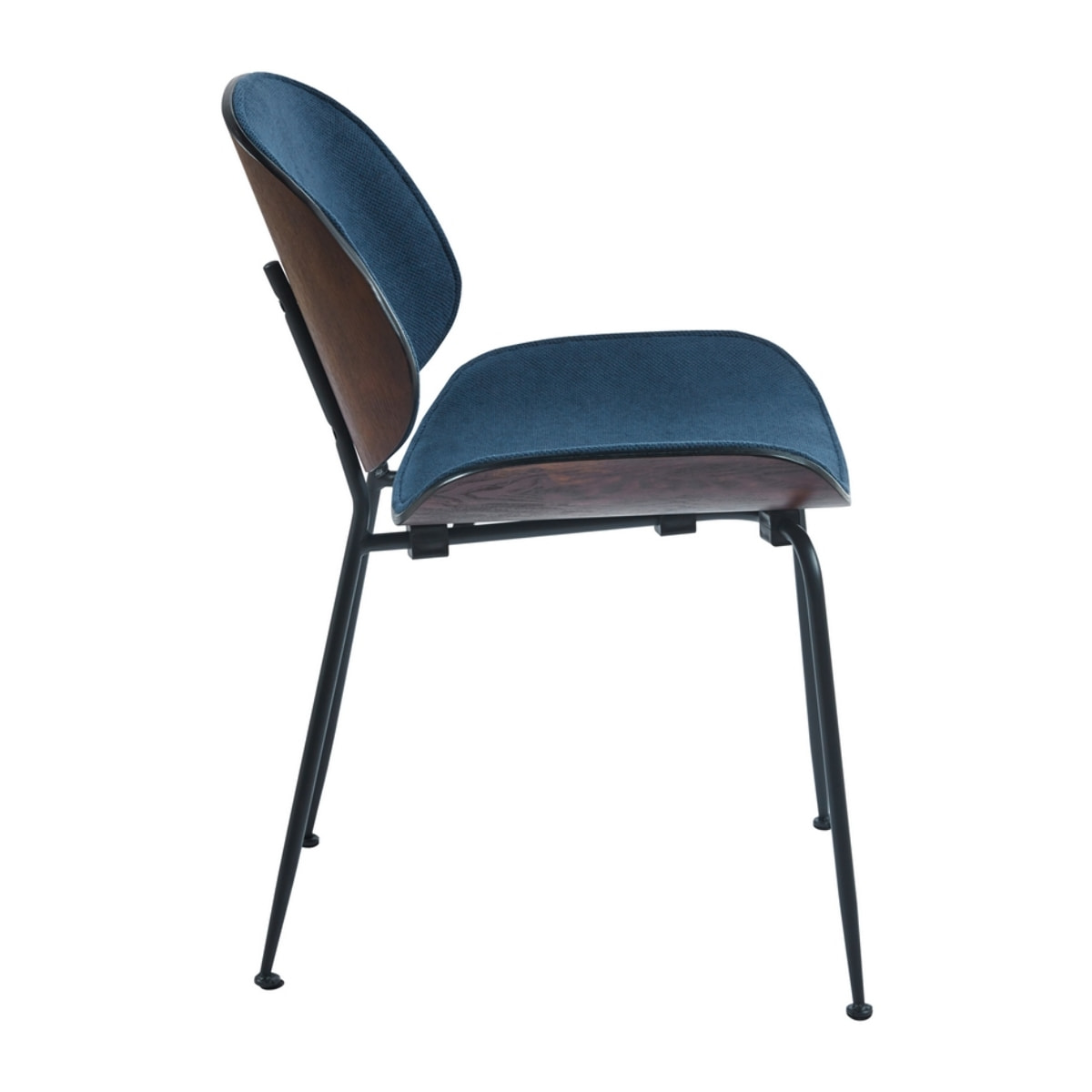Set da 4 sedie moderne in tessuto blu con gambe nere - Elizabeth