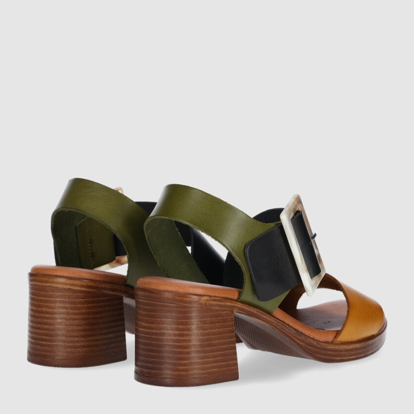 Sandalias de Piel - Multi-Kaki - Tacón: 5 cm