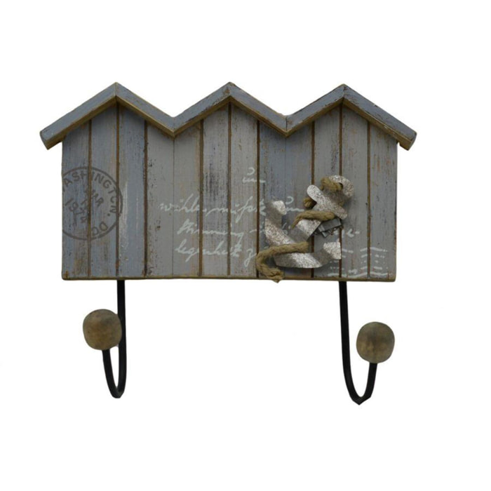 Appendino mare in legno da 2 posti, cabine con ancora cm27,5x23x8,5