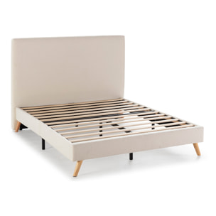 Estructura de cama tapizada Niebla de 30 cm, 90/140/150x190 cm Beige