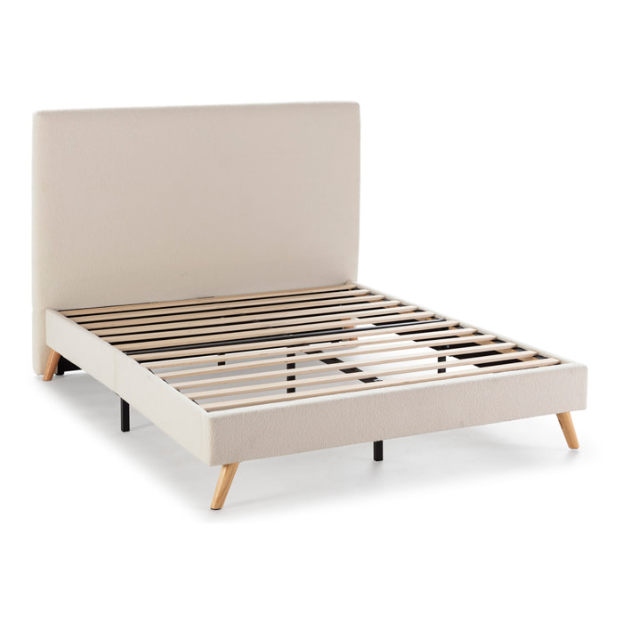 Estructura de cama tapizada Niebla de 30 cm, 90/140/150x190 cm Beige