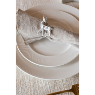 J-Line assiette Rayé - porcelaine - blanc - 6 pcs