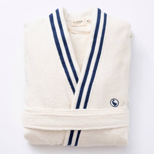 Albornoz color crudo 320gsm 100% algodón liso con logo bordado el ganso